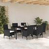 vidaXL Garten Essgruppe mit Kissen 7 pcs Schwarz Poly-Rattan