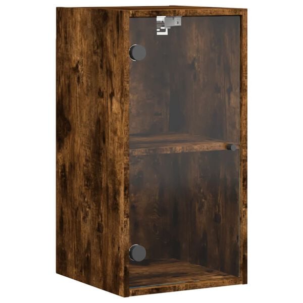 vidaXL Wandschrank mit Glast&uuml;ren R&auml;uchereiche 35x37x68,5 cm