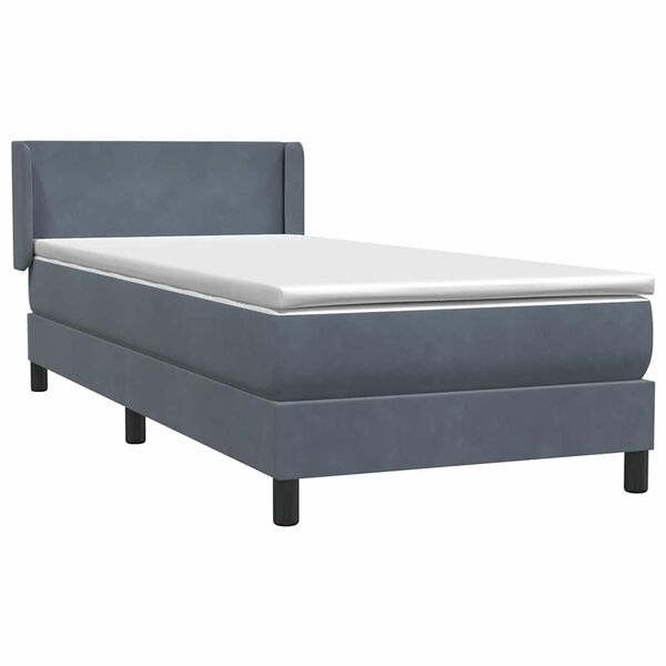 vidaXL Boxspringbett mit Matratze Dunkelgrau 80x210 cm Samt