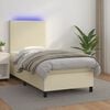 vidaXL Boxspringbett mit Matratze & LED Creme 80x200 cm Kunstleder