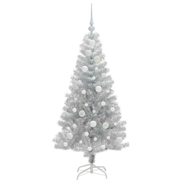 vidaXL Weihnachtsbaum mit 150 LEDs mit St&auml;nder Silber 120 cm PET