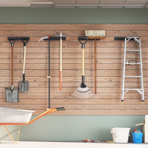 vidaXL Ger&auml;tehalter Wandmontage 4 Stk. Schwarz Stahl