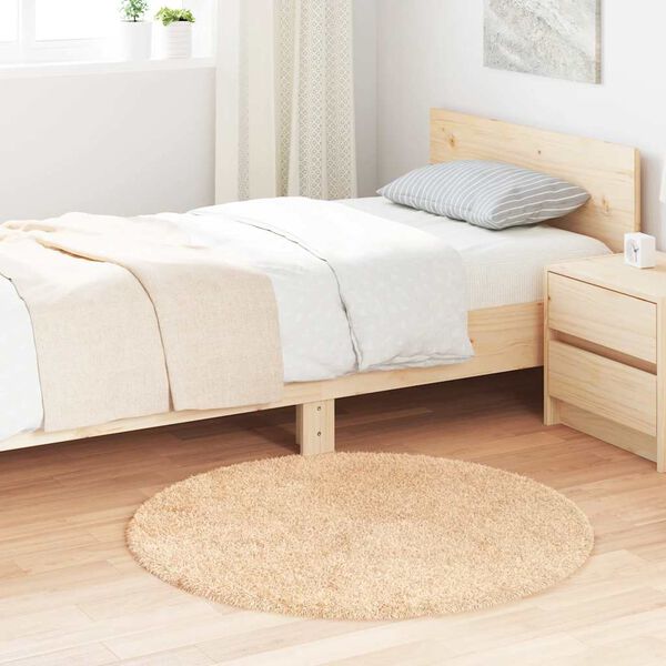 vidaXL Teppich Shaggy Hochflor NAVARRA Beige 100x100 cm Polyester