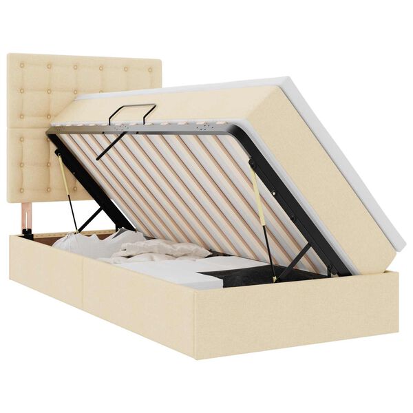 vidaXL Aufbewahrungsbett mit Matratze Creme 100 x 200 cm Polyester