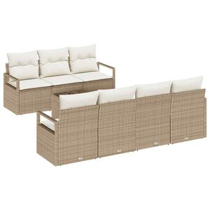 vidaXL Gartensofa-set mit Kissen 8 pcs Beige und Creme Poly-Rattan