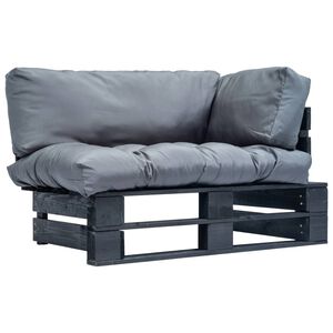 vidaXL Outdoor-Sofa Paletten mit Kissen in Grau Kiefernholz