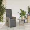 vidaXL Gartensessel Verstellbar mit Kissen Grau Poly Rattan