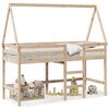 vidaXL Hochbett mit Leiter und Dach 90x190 cm Massivholz Kiefer