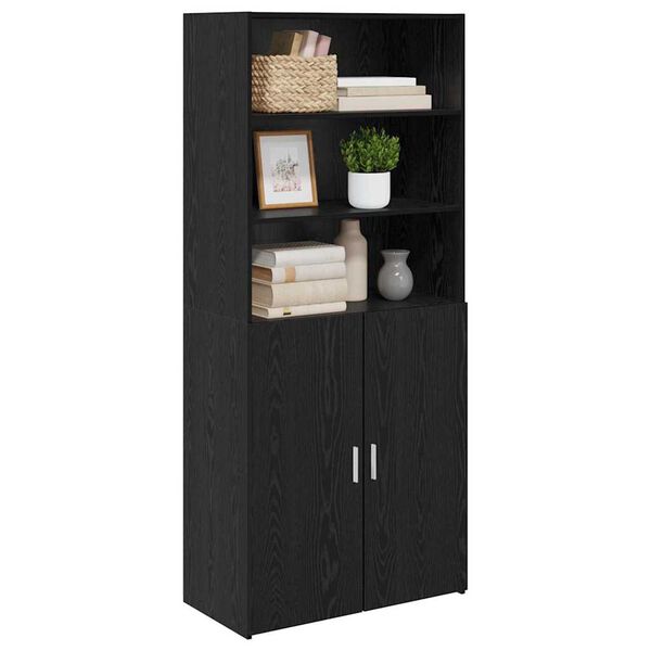 vidaXL Highboard Schwarz Eichen-Optik 80 x 42,5 x 185 cm Holzwerkstoff