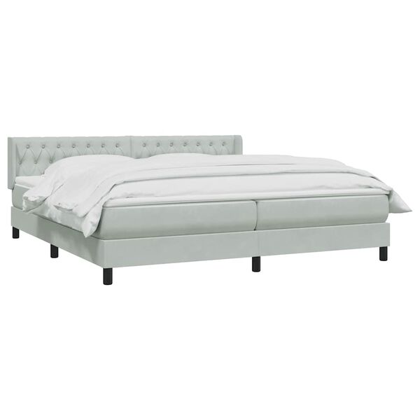 vidaXL Boxspringbett mit Matratze Hellgrau 180x220 cm Samt