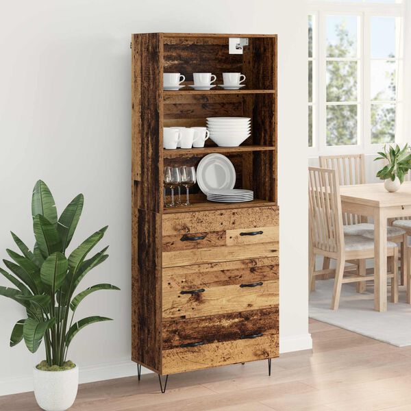 vidaXL Highboard mit Schubladen 2 pcs Altholz Holzwerkstoff