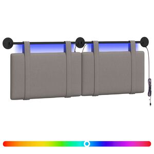 vidaXL H&auml;ngendes Kopfteil Mit LED Licht Taupe Stoff