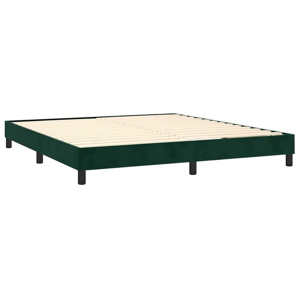 vidaXL Boxspringbett mit Matratze Dunkelgr&uuml;n 180x200 cm Samt
