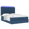 vidaXL Ottoman-Bett mit Matratze & LEDs Blau 140x200 cm Stoff