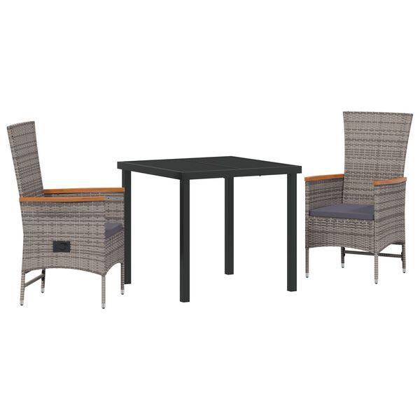 vidaXL Garten Essgruppe mit Kissen 5 pcs Grau Poly Rattan