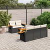 vidaXL 6-tlg. Garten-Sofagarnitur mit Kissen Schwarz Poly Rattan