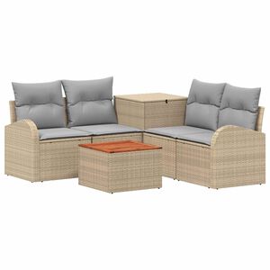 vidaXL Sofa Set 6 stk. Beige und Hellgrau Polyrattan und Stahl