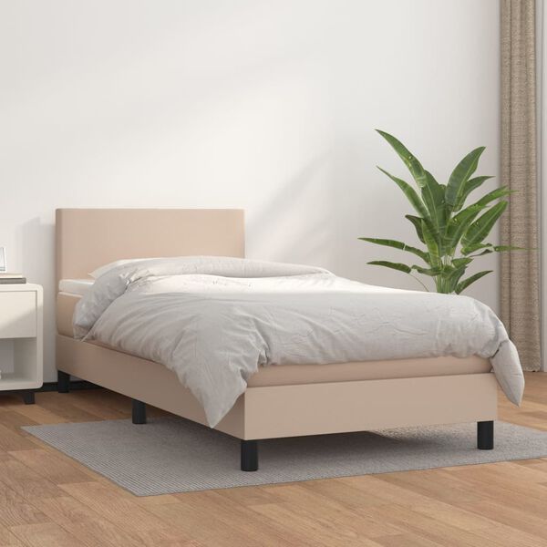 vidaXL Boxspringbett mit Matratze Cappuccino-Braun 90x200cm Kunstleder