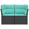 vidaXL Gartensofa mit Kissen 2-Sitzer Schwarz Poly Rattan