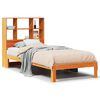 vidaXL Massivholzbett mit Regal ohne Matratze Wachsbraun 100x200 cm