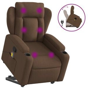 vidaXL Massagesessel mit Aufstehhilfe Braun Stoff