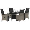 vidaXL Garten Essgruppe mit Kissen 5 pcs Grau Poly-Rattan