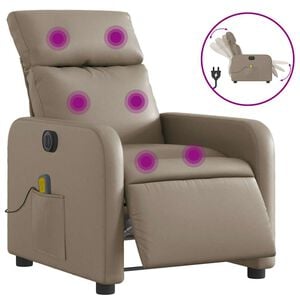 vidaXL Massagesessel Elektrisch Cappuccino Kunstleder