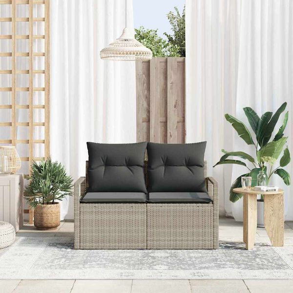vidaXL Garten-Sofa mit Kissen 120 x 62 x 69 cm Poly-Rattan