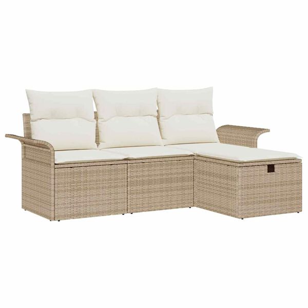 vidaXL Gartensofa-set mit Kissen 4 pcs Beige und Creme Poly-Rattan
