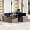 vidaXL 6-teiliges Gartensofa-Set mit Kissen, grau, Polyrattan