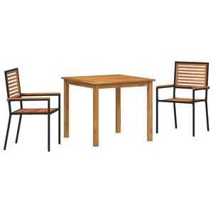 vidaXL Garten Essgruppe 3 stk. Schwarz Massivholz Akazie