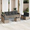 vidaXL 9-tlg. Garten-Sofagarnitur mit Kissen Grau Poly Rattan