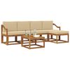 vidaXL Outdoor-Sofagarnitur 6 pcs Natur und Beige Massivholz Akazie