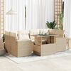 vidaXL 7-tlg. Garten-Sofagarnitur mit Kissen Beige Poly Rattan