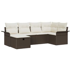 vidaXL Gartensofa-set mit Kissen 6 pcs Braun und Creme Poly-Rattan