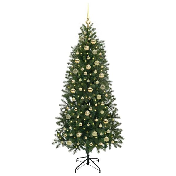vidaXL K&uuml;nstlicher Weihnachtsbaum mit 300 LEDs Gr&uuml;n 180 cm PE und PVC