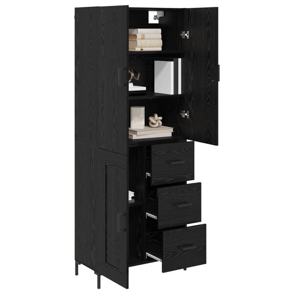 vidaXL Highboard Schwarz Eichen-Optik 69,5 x 34 x 180 cm Holzwerkstoff