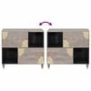 vidaXL Sideboard Grau und Gold 80 x 33 x 75 cm Massivholz Mango