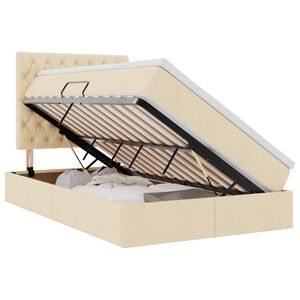 vidaXL Bett mit Stauraum und LED mit LED Creme 120 x 200 cm Polyester