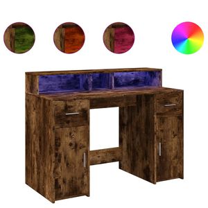 vidaXL LED-Schreibtisch R&auml;uchereiche 120x55x91 cm Holzwerkstoff