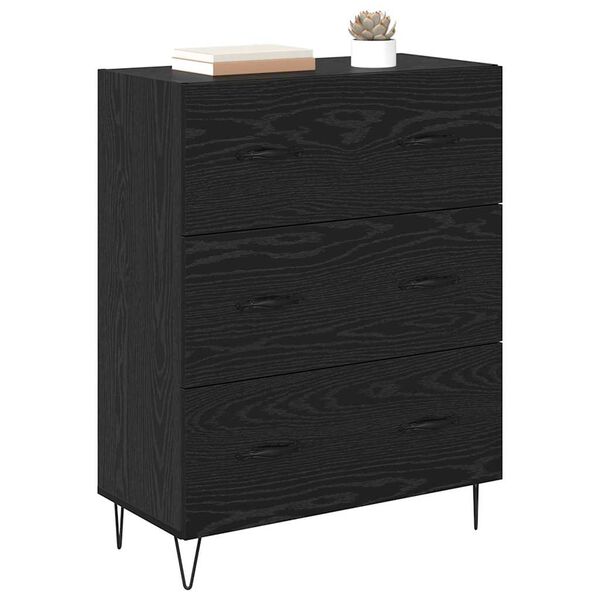 vidaXL Sideboard mit Schubladen Schwarz Eichen-Optik 69,5 x 34 x 90 cm