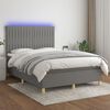 vidaXL Boxspringbett mit Matratze & LED Dunkelgrau 140x190 cm Stoff