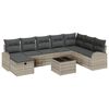 vidaXL Garten-Sofa-Set mit Kissen 9 pcs Hellgrau Poly Rattan
