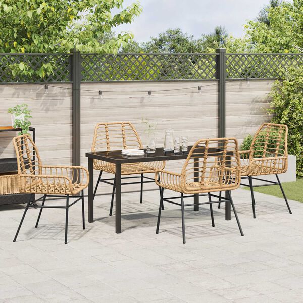 vidaXL Garten Essgruppe 5 pcs Braun Poly-Rattan