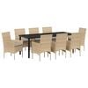vidaXL Garten Essgruppe mit Kissen 9 pcs Beige Poly-Rattan