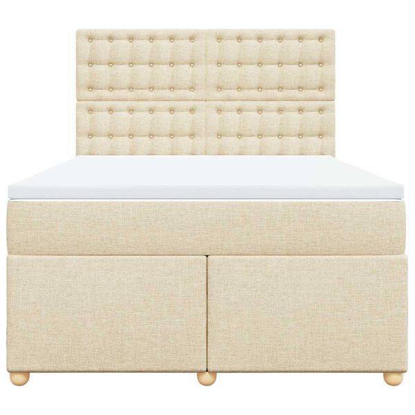 vidaXL Boxspringbett mit Matratze Creme 140x190 cm Stoff