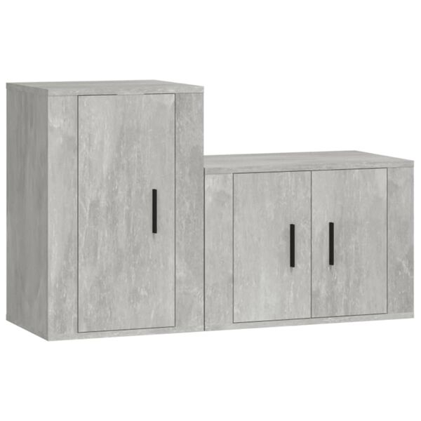 vidaXL 2-tlg. TV-Schrank-Set Betongrau Holzwerkstoff