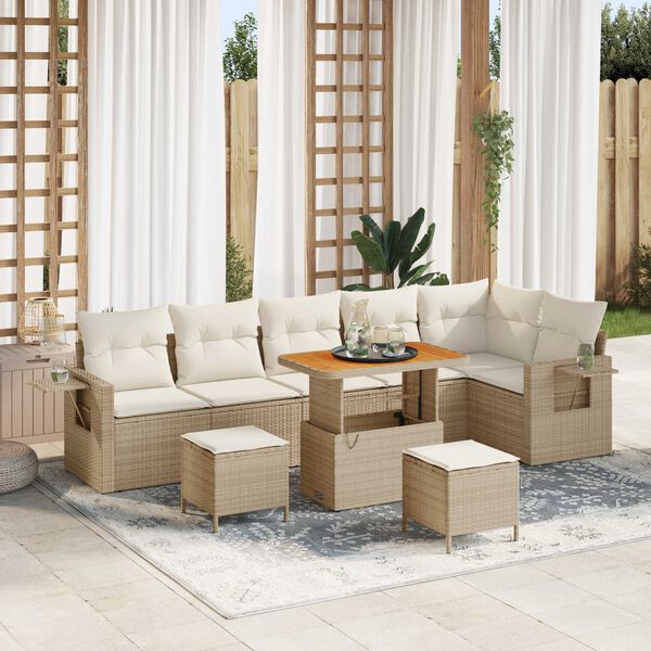 vidaXL Garten-Sofa-Set 9 pcs Beige Poly-Rattan