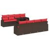 vidaXL Gartensofa-set mit Kissen mit Speicher 9 pcs Braun Poly Rattan