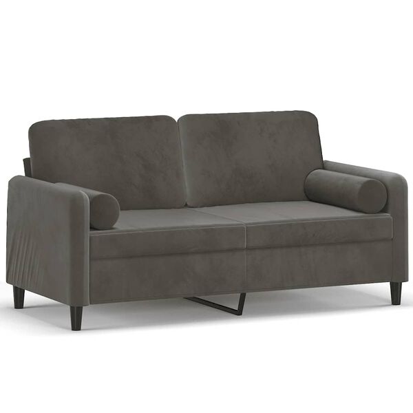 vidaXL 2-Sitzer-Sofa mit Kissen Dunkelgrau 140 cm Samt